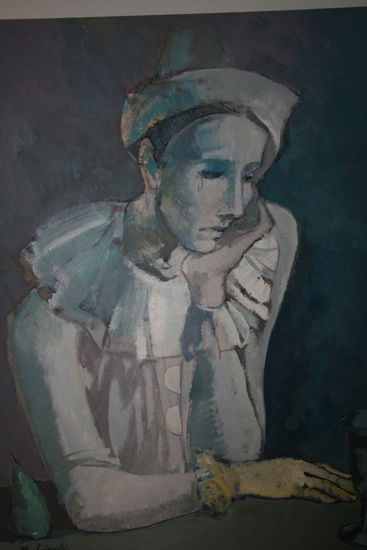 Pierrot con guante amarillo Oil Others Figure Painting