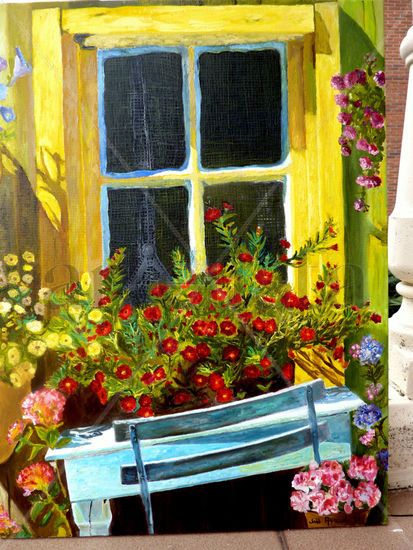 la fenêtre -la ventana  ( gracias Maria Jose ) Oil Canvas Floral Painting