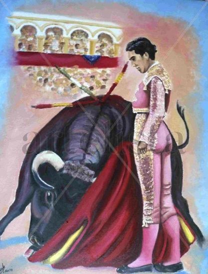 Domingo de toros Óleo Lienzo Figura