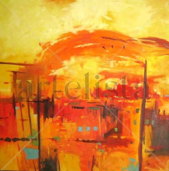 Ocaso en Pocon Oil Canvas Landscaping