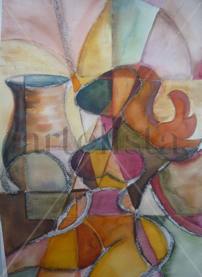 Mujer con jarron Watercolour Leather Nude Paintings