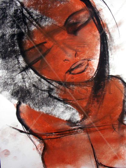 rosa colombiana Pastel Paper Figure Painting