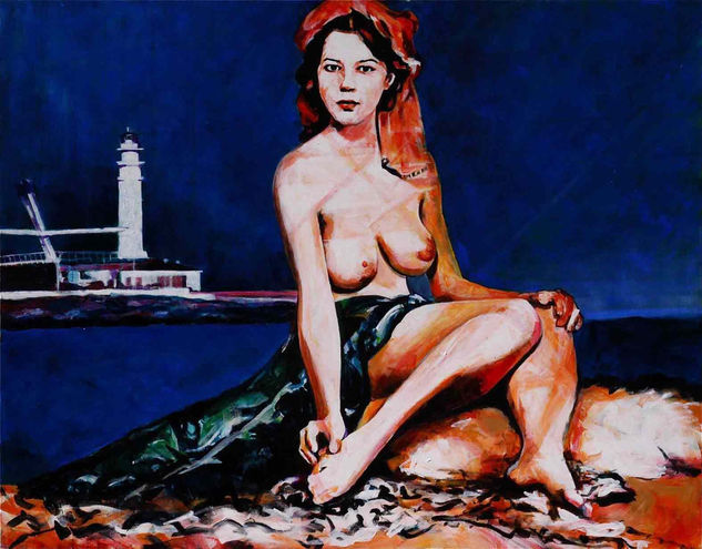 Mujer del Faro Acrylic Canvas Figure Painting