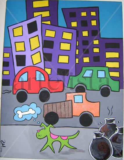 Zagua con Hambre. Acrylic Canvas Animals