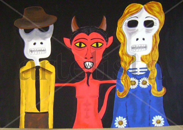 Calaveras y Diablito. Acrylic Card Others