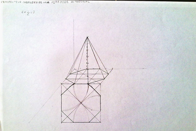 perspectiva caballera de una piramide octogonal 