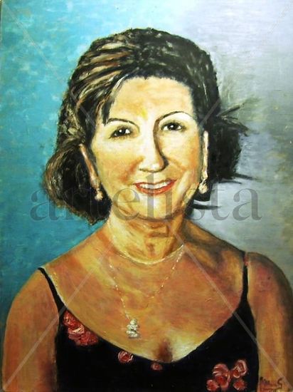 Mercedes Óleo Tabla Retrato