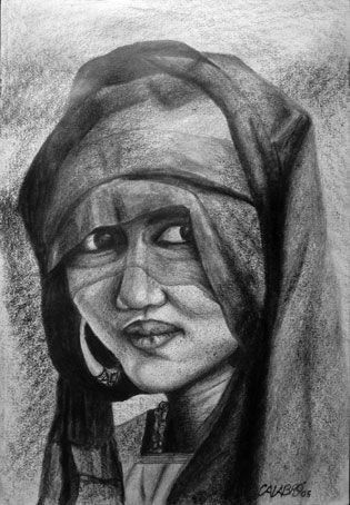 Tuareg I Pencil (Black) Paper Portrait