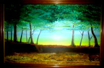 Amanecer entre arboles