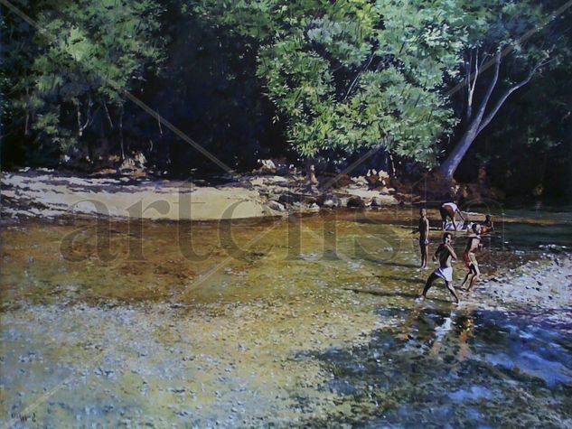 Un día en Río Caribe. Óleo Lienzo Paisaje