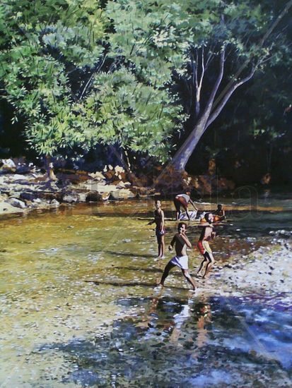 Un día en Río Caribe (detalle) Óleo Lienzo Paisaje