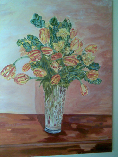 jarron con flores Oil Canvas Landscaping