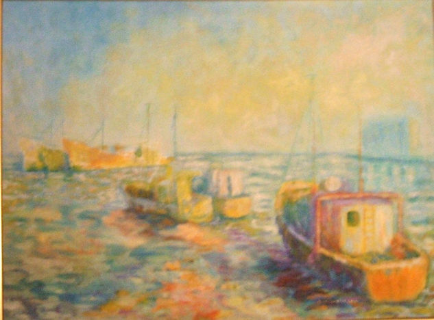 BARCOS  Y SILO Oil Canvas Landscaping