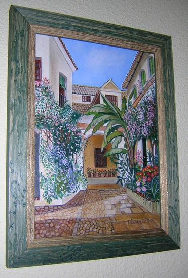 El Patio Oil Panel Floral Painting