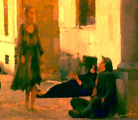Mendigos en la calle