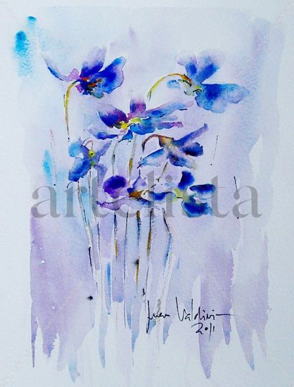 Violetas 2 Watercolour Paper Floral Painting