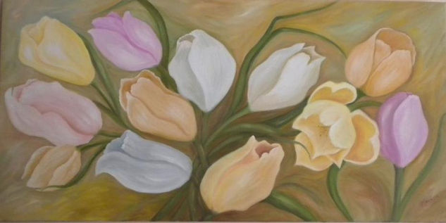 TULIPANES Oil Canvas Floral Painting