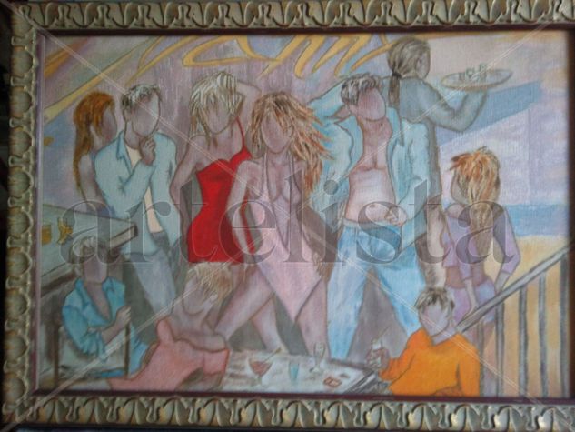 BAR DE COPAS EN SEVILLA Acrylic Textile Portrait