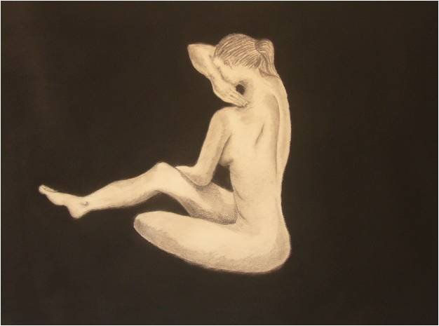 En la oscuridad Pastel Paper Nude Paintings