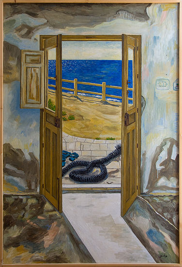 Una puerta con vistas al mar II Oil Canvas Marine Painting