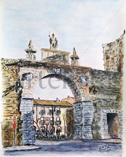 PUERTA CASTILLO (León) Watercolour Paper Landscaping