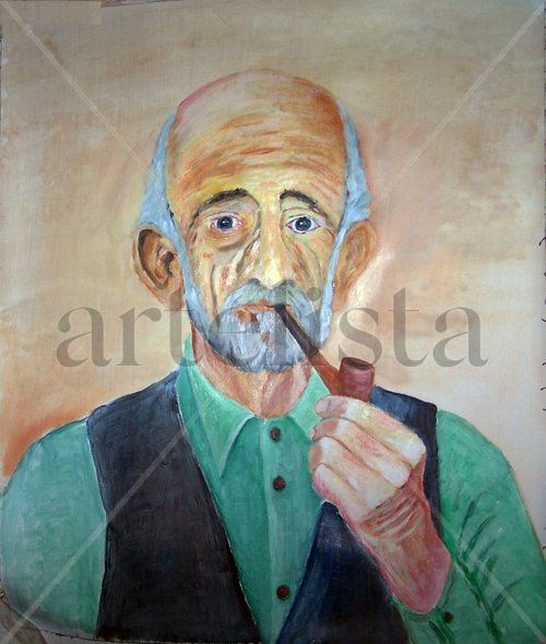fumando en pipa