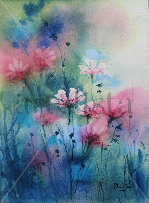 Flores silvestres en azul