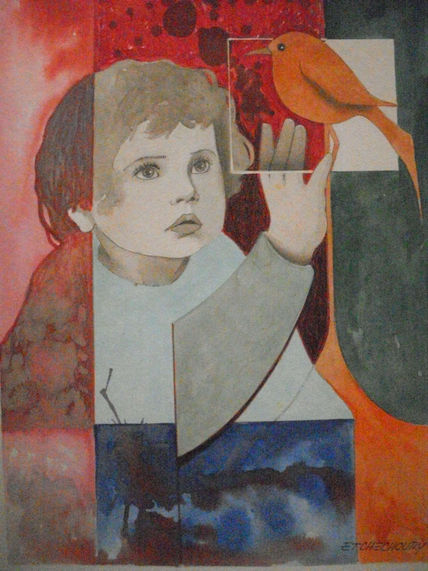 Niño con pajaro