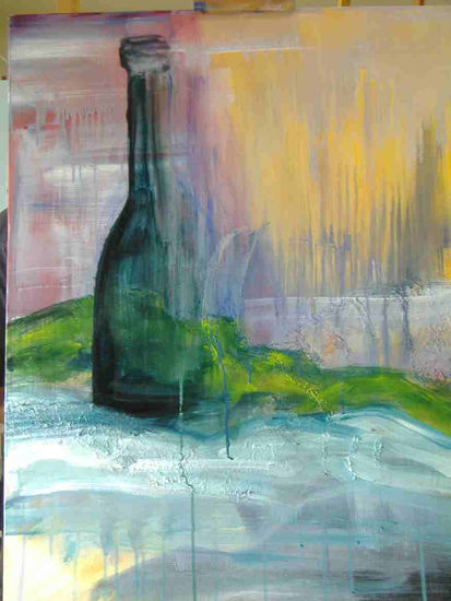 botella de vino Acrylic Canvas Still Life Paintings