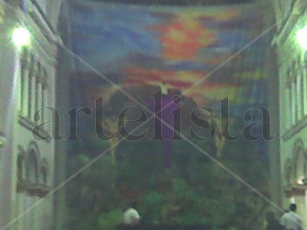 Pintura Monte del Calvario Catedral Florencia 1 Mixed media Textile Landscaping