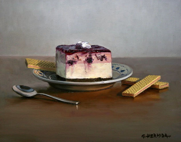 Postre de frambuesas Oil Canvas Still Life Paintings