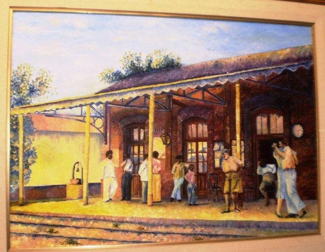 Etacion de tren lll. Tango Óleo Lienzo Paisaje