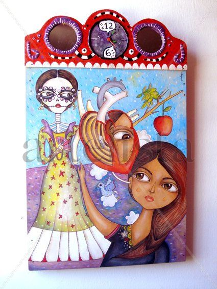 ilustracion con espejos y reloj