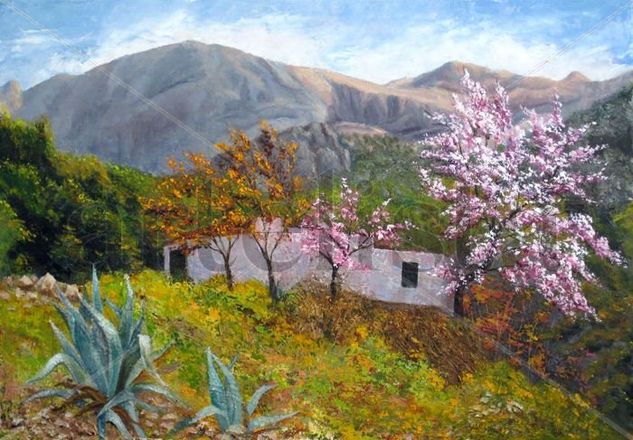 Floración de almendro Oil Canvas Landscaping