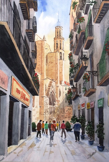 Santa maría del Mar (barna) Watercolour Paper Landscaping