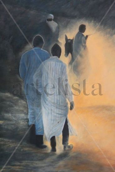 Regresando del mercado Oil Canvas Figure Painting