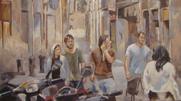 passeig amb motos Acrylic Canvas Landscaping