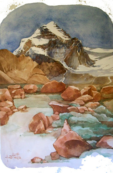 Aconcagua piedras rojas Oil Canvas Landscaping