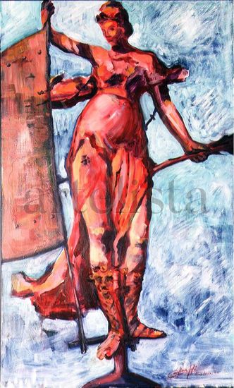 GIRALDILLO Oil Panel Figure Painting