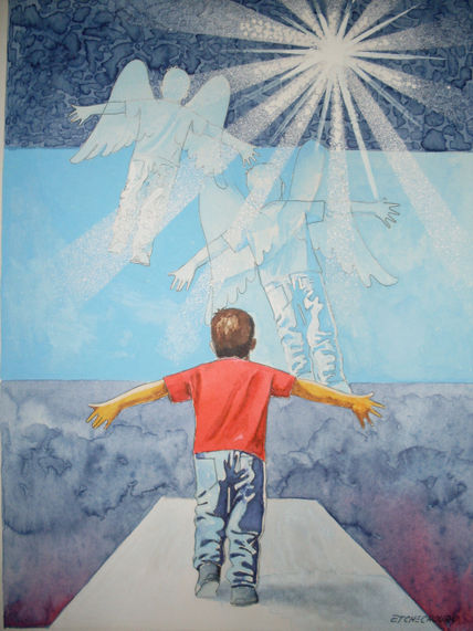 Niño hacia la luz