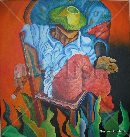 Guajiro con tabaco Oil Canvas Figure Painting