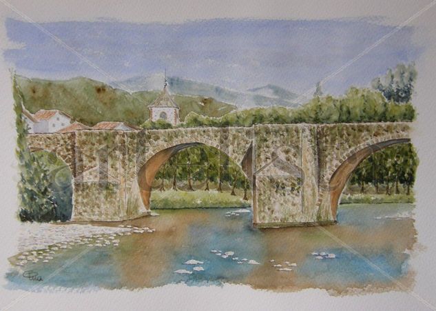 RIO BIDASOA  A SU PASO POR SUNBILLA Watercolour Others Landscaping