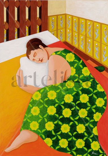 LA SIESTA Acrylic Panel Figure Painting