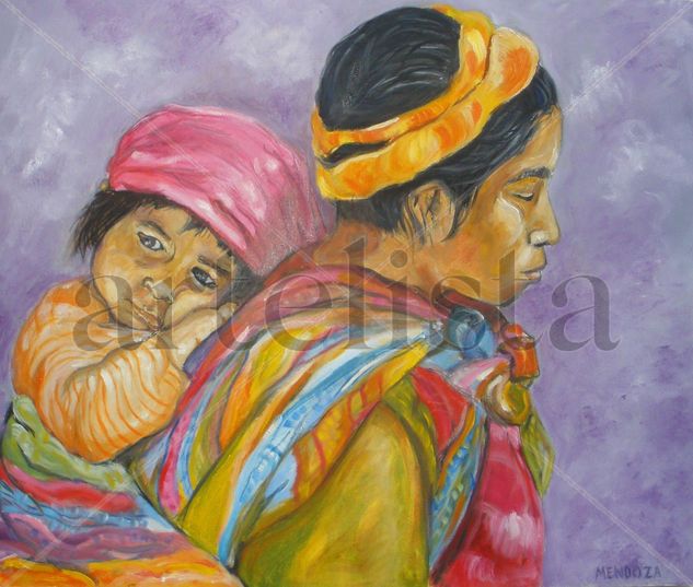 Madre e hija Oil Canvas Figure Painting