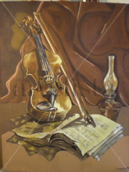 BODEGON MUSICAL Oil Canvas Still Life Paintings