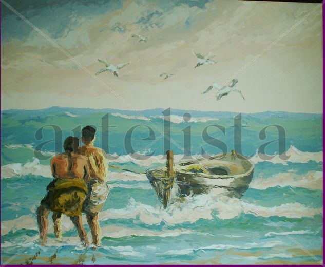 La llegada Oil Others Marine Painting