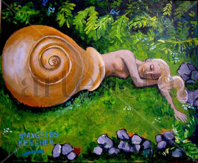 Mujer Caracol Acrylic Panel Figure Painting