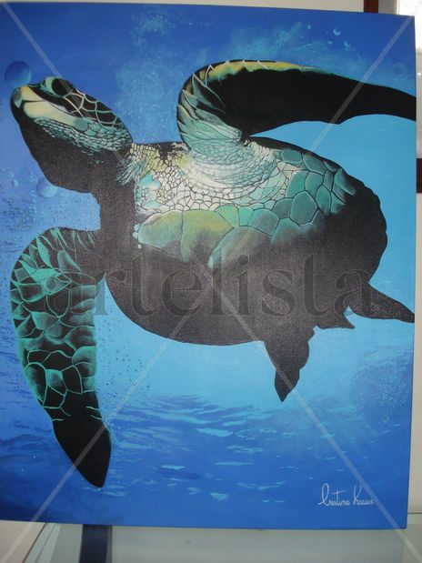 Tortuga en el azul