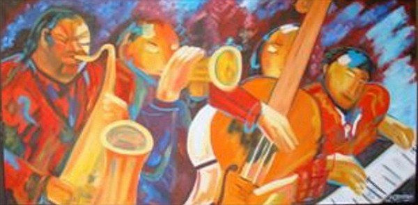 Orquesta de jazz Oil Canvas Figure Painting