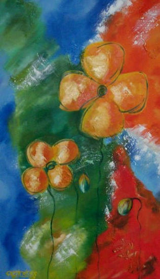 Flores naranja Oil Canvas Floral Painting